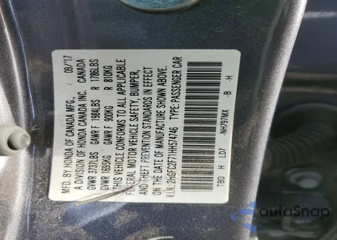 2017 Honda Civic Ex из США, поврежденный, VIN 2HGFC2F71HH574746